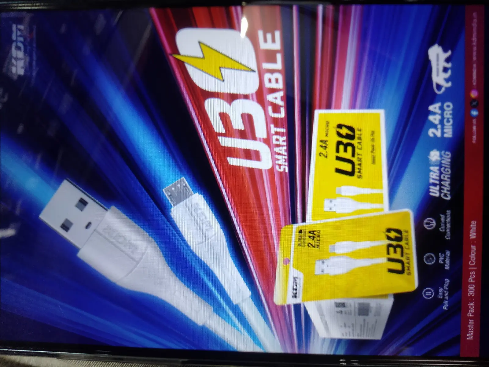 Kdm u30 micro Smart white cable  - Image 1