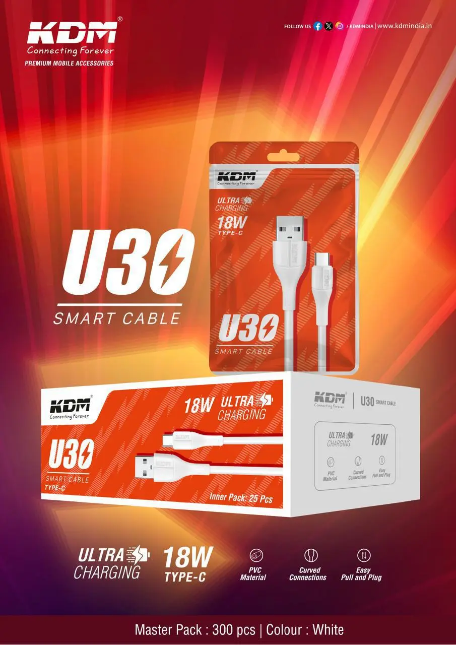 KDM U30 TYPE-C *(18W⚡️)* SMART CABLE *_With Ultra Charging⚡️ - Image 1