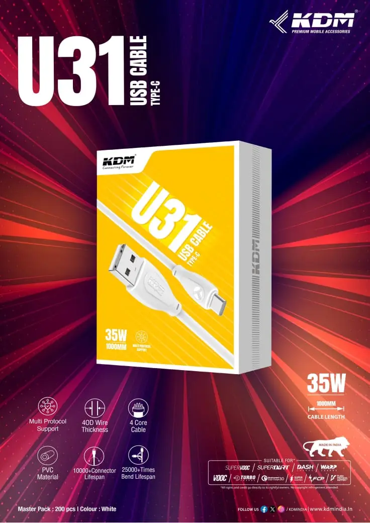 KDM U31 TYPE-C *(35W⚡️) AVAILABLE -₹40/ - Image 1