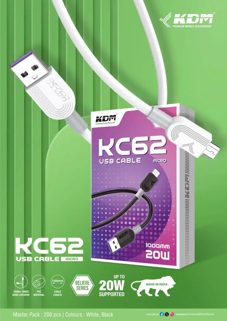 KDM KC62 TYPE-C (45W)FAST CHARGING CABLE - Image 2