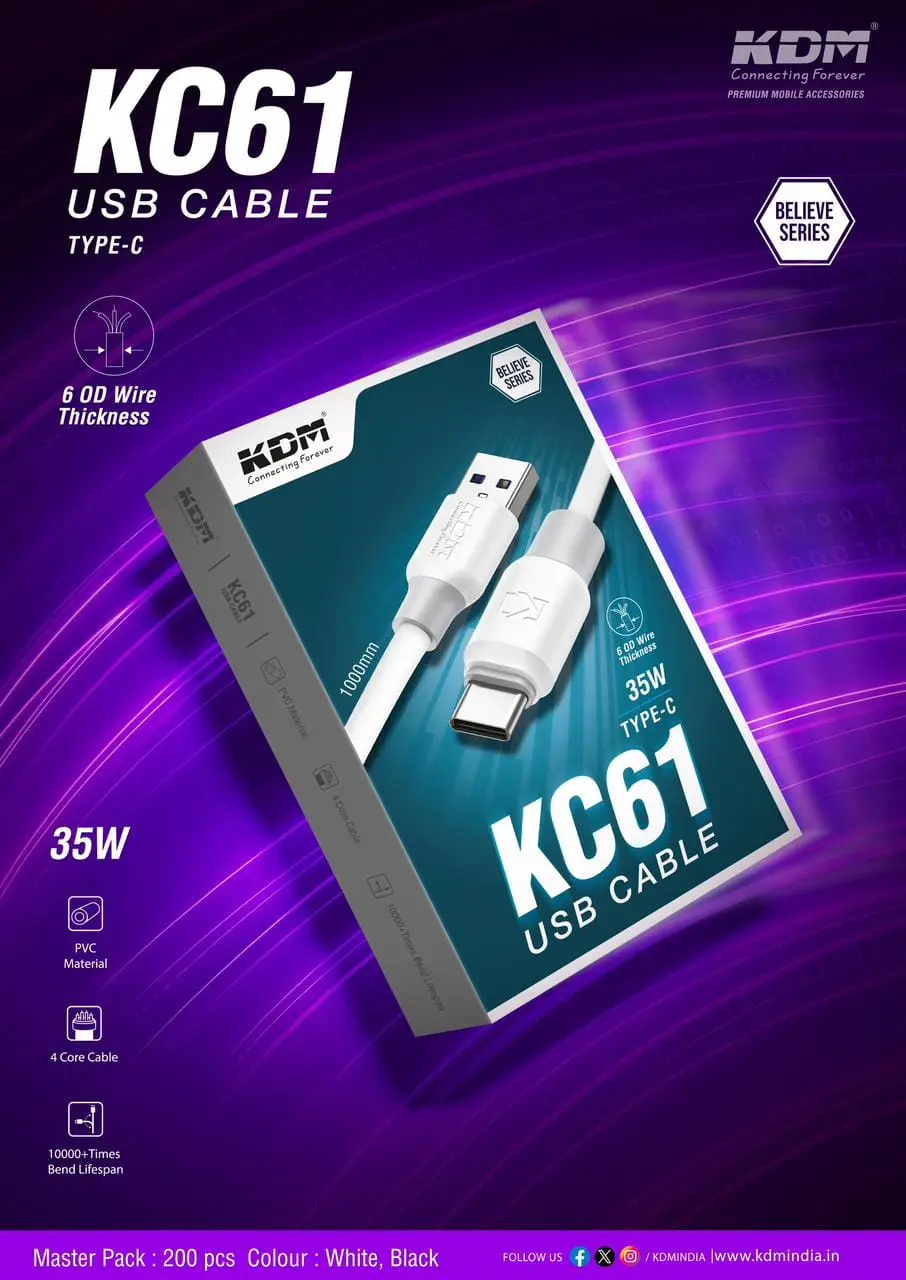 KDM KC61 TYPE-C (35W⚡️)  BELIEVE SERIFAST DATA TRANSFER  - Image 1